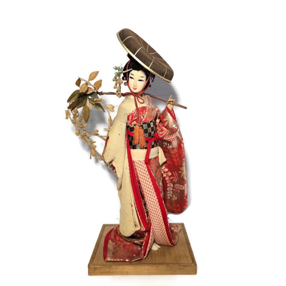 Vintage Japanese Doll Kimono Chirimen Geisha Maiko Traditional Folk Craft 18”,